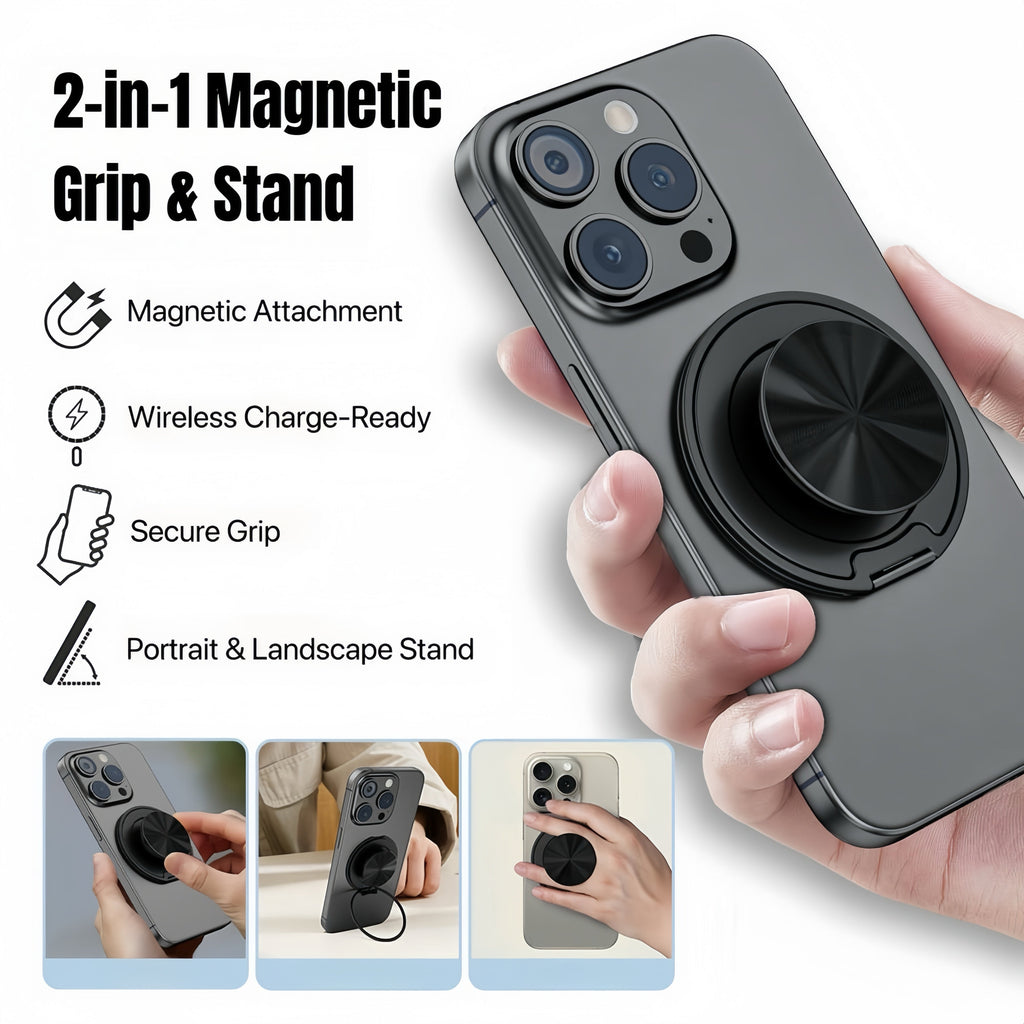 MagGrip 360 Stand – Snap-On Grip, Stand & Mirror in One